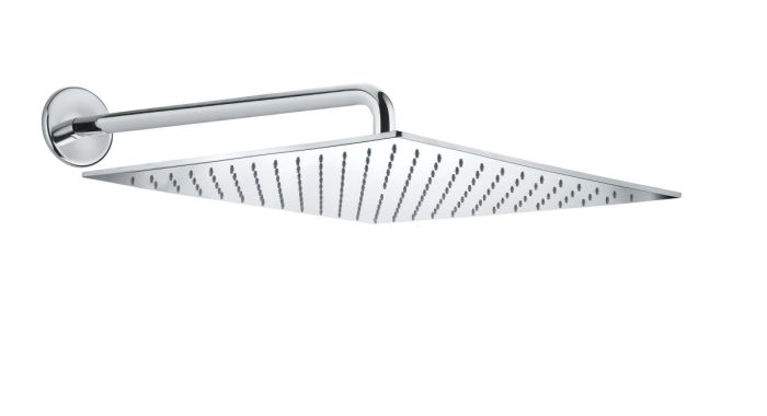 Fiore, square overhead shower 40x40 cm and bracket 50 cm, color chrome