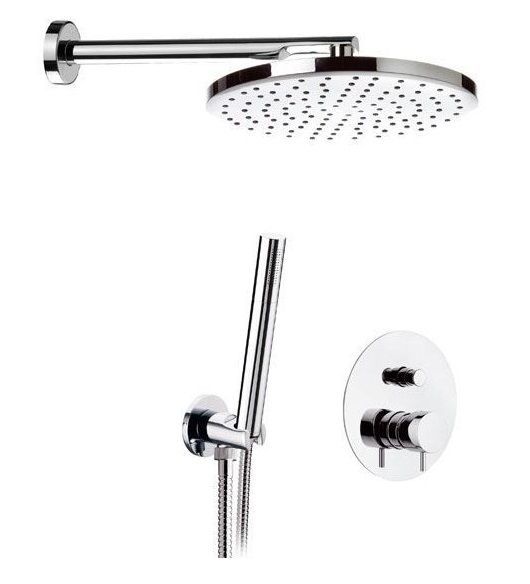 Daniel Tokyo, shower set for 2 users, with 30 cm bracket and 20 cm round overhead shower, color graphite