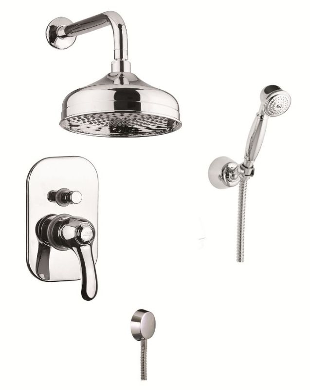 Fiore Jafar, shower set for 2 users: with round overhead shower 20 cm and bracket 35 cm, color bronze