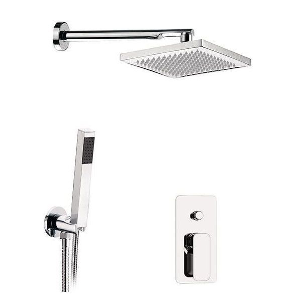 Daniel Tiara, shower set for 2 users, with 30 cm bracket and 20x20 cm square overhead shower, matt white color