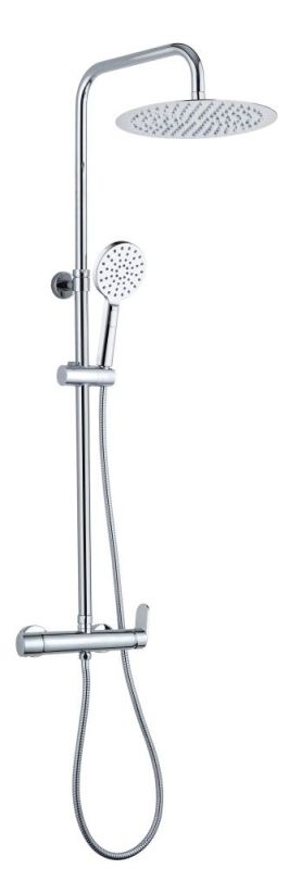 AQG Beta, height adjustable shower column 95-150 cm, with mixer tap and 25 cm round overhead shower, chrome color