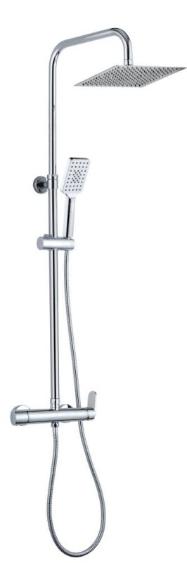 AQG Beta, height adjustable shower column 95-150 cm, with mixer tap and square overhead shower 25x25 cm, chrome color