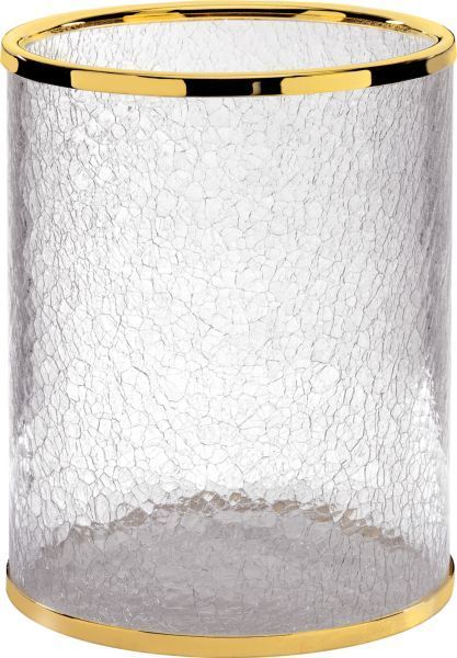 Surya Crystal, trash can without lid 19x19x26 cm, broken glass effect, gold color