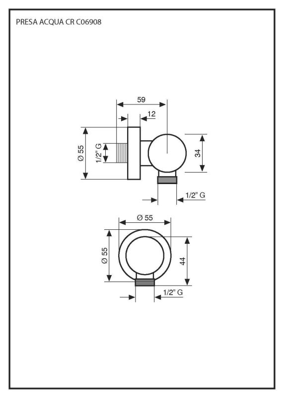 Emmevi, classic wall outlet 1/2У mm, brass, bronze color