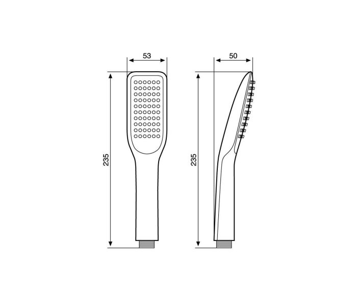 Emmevi, flat rectangular single-mode hand shower head made of ABS plastic (for set 142), chrome color