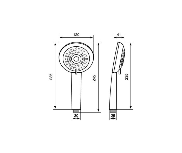 Emmevi, flat round three-mode hand shower head in ABS plastic (for set 144), chrome color