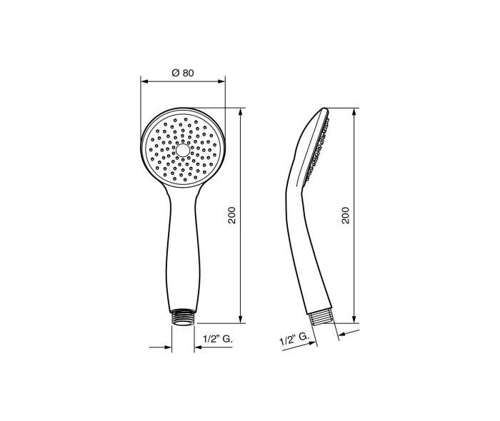 Emmevi, hand shower head, 1 mode, ABS, (for set 146), chrome color