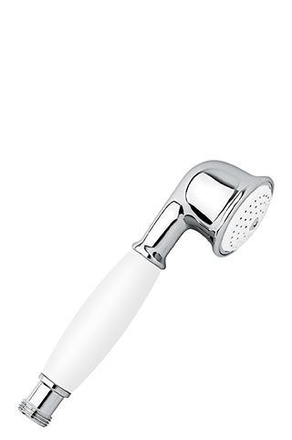 Emmevi, round single-mode hand shower head made of brass, with ceramic handle (for 110 set), color white/chrome