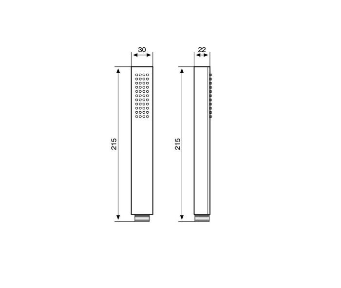 Emmevi, rectangular single-mode hand shower head in brass (for set 131), chrome color