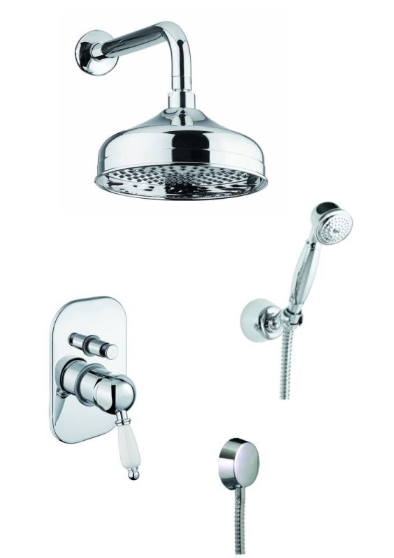 Fiore Imperiale, shower set for 2 users: with round overhead shower 20 cm and bracket 35 cm, color gold