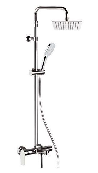 Daniel Tiara, height-adjustable shower column 111-166 cm, with spout and square overhead shower 20x20 cm, chrome color