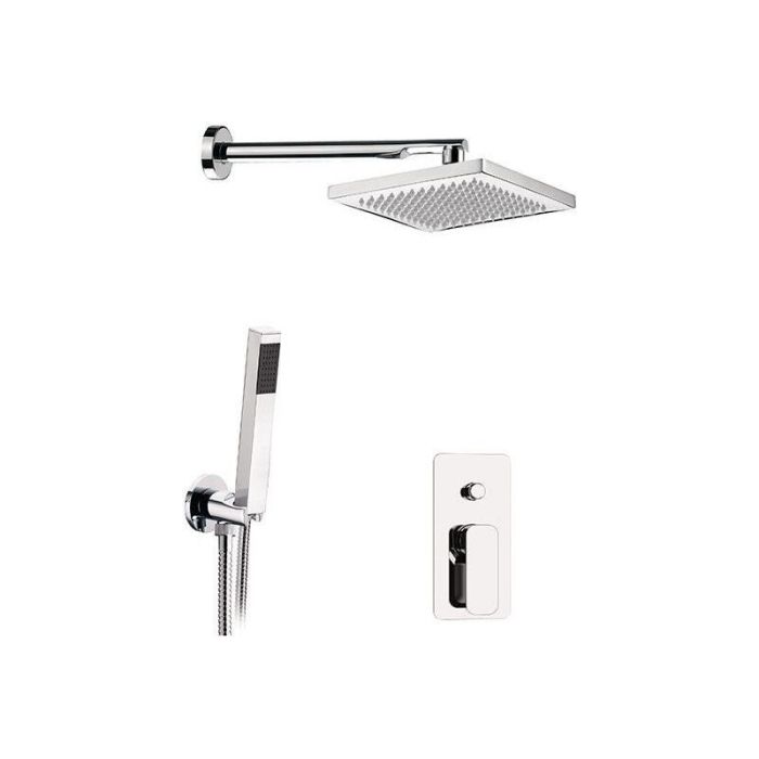 Daniel Tiara, shower set for 2 users, with 30 cm bracket and 20x20 cm square overhead shower, color bronze