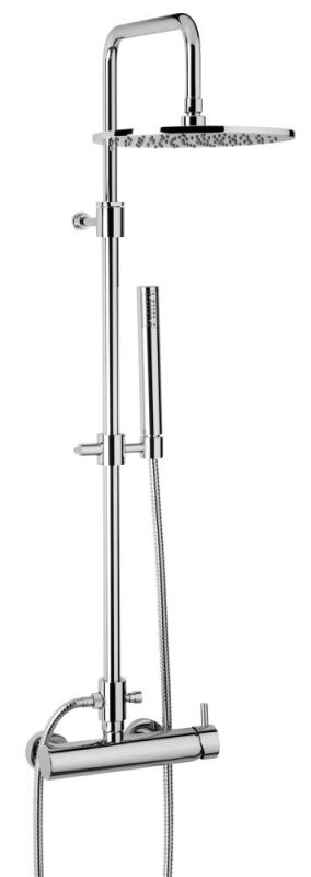 Emmevi Piper, brass shower column, height-adjustable 82-137,5 cm: with mixer tap and 25 cm anti-calc round overhead shower, chrome color