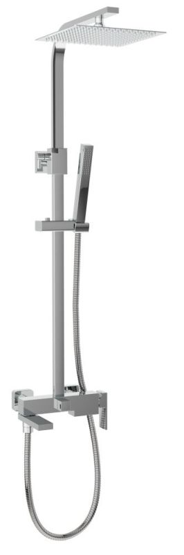 AQG BEL, height adjustable shower column 85,5-150 cm: with folding spout and square overhead shower 25x25 cm, chrome color