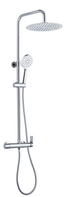 AQG Alpha, shower column adjustable height 95-150 cm, with mixer tap and round overhead shower 25 cm, color chrome