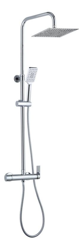 AQG Alpha, height adjustable shower column 95-150 cm, with mixer tap and square overhead shower 25x25 cm, chrome color