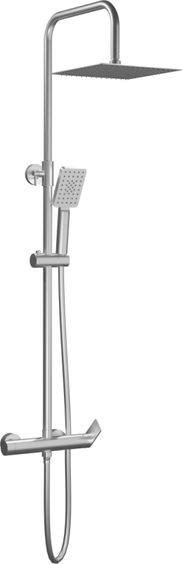 AQG Alpha, shower column adjustable in height 95-150 cm, with mixer tap and square overhead shower 25x25 cm, color satin nickel (PVD)