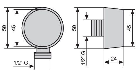 Emmevi, round 1/2 mm wall outlet, brass, gold color