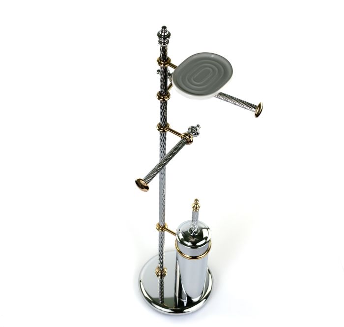 Stil Haus Giunone, rack: soap dish + towel holder + paper + ruff, chrome - gold color