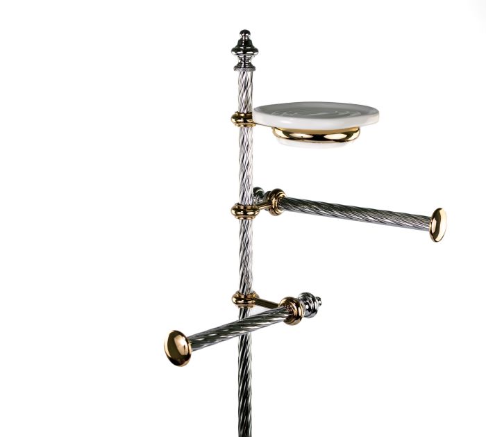 Stil Haus Giunone, rack: soap dish + towel holder + paper + ruff, chrome - gold color