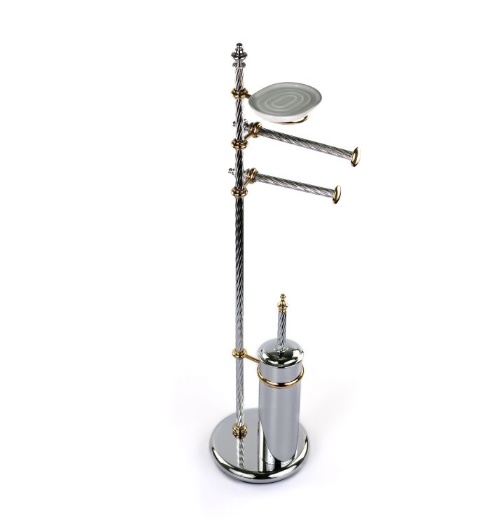 Stil Haus Giunone, rack: soap dish + towel holder + paper + ruff, chrome - gold color