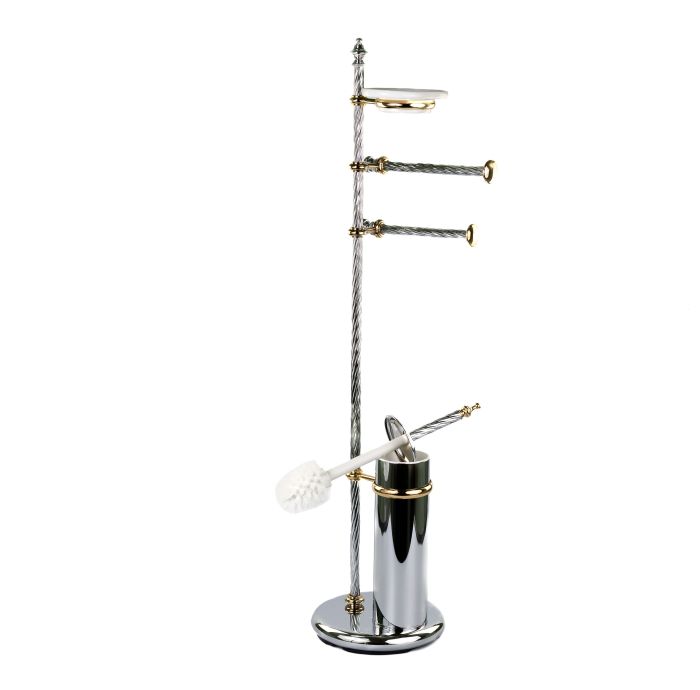 Stil Haus Giunone, rack: soap dish + towel holder + paper + ruff, chrome - gold color