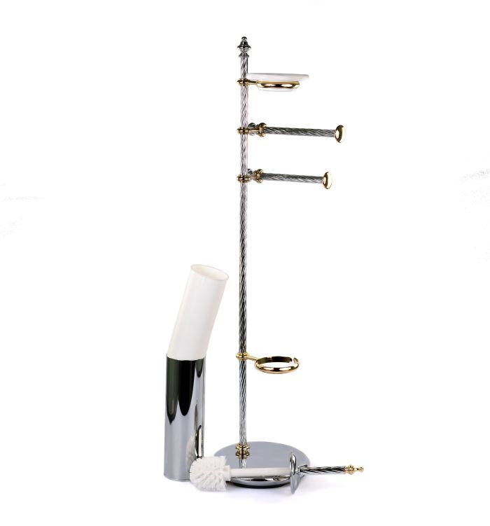 Stil Haus Giunone, rack: soap dish + towel holder + paper + ruff, chrome - gold color