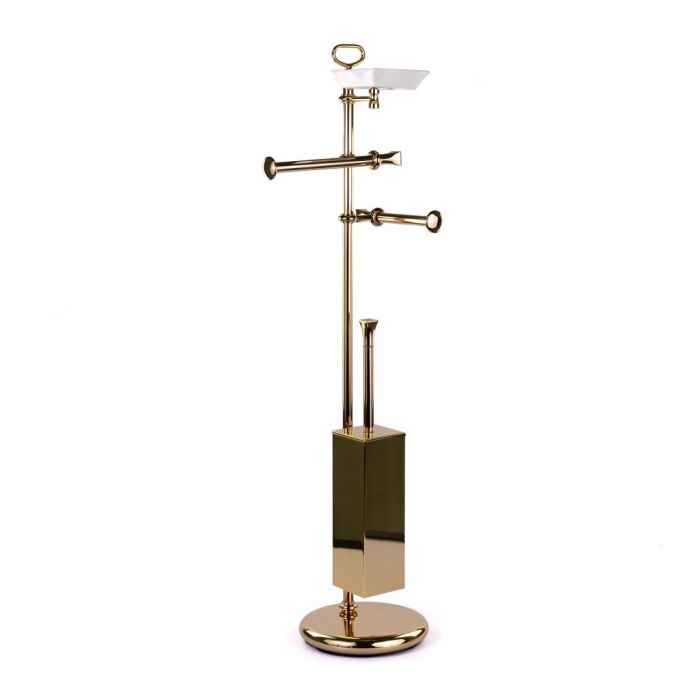 Stil Haus Prisma, counter: soap. + towel holder + paper holder + ruff metal., color gold - white keram