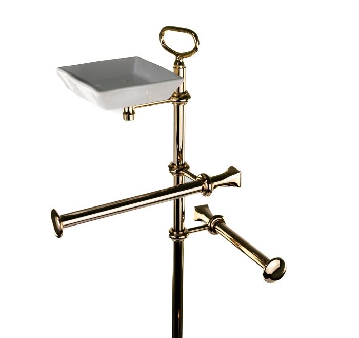 Stil Haus Prisma, counter: soap. + towel holder + paper holder + ruff metal., color gold - white keram