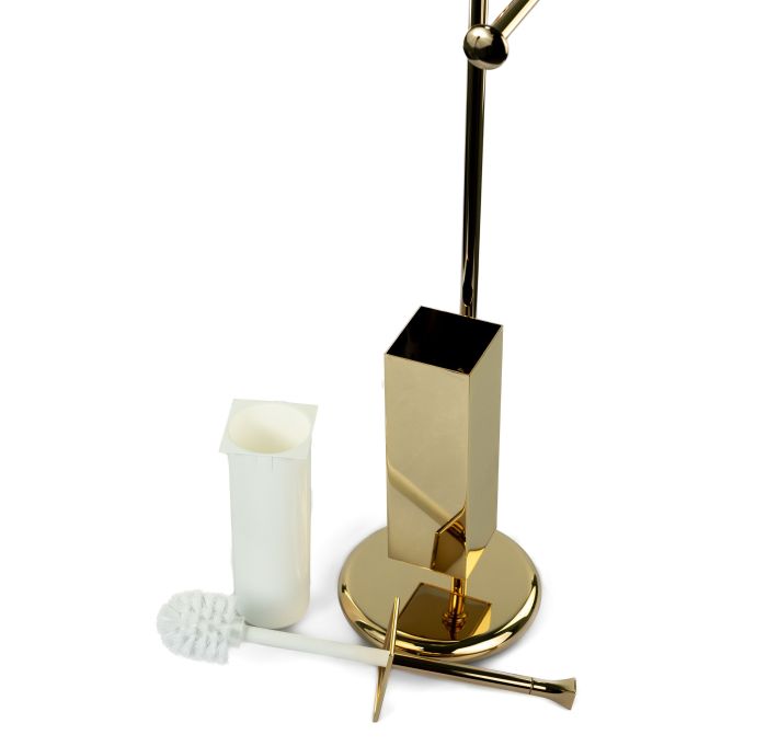 Stil Haus Prisma, counter: soap. + towel holder + paper holder + ruff metal., color gold - white keram