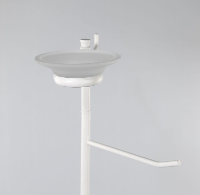 Stil Haus Hashi, stand h73 cm: glass soap dish/towel holder/paper holder/metal ruff, matt white color