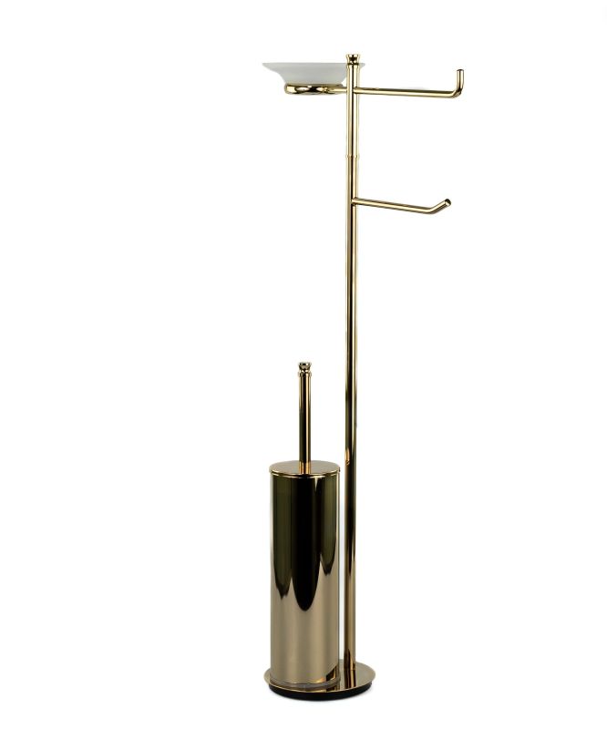 Stil Haus Hashi, stand h73 cm: glass soap dish/towel holder/paper holder/metal ruff, color gold