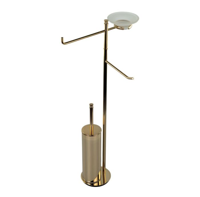 Stil Haus Hashi, stand h73 cm: glass soap dish/towel holder/paper holder/metal ruff, color gold