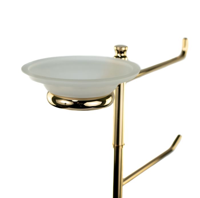 Stil Haus Hashi, stand h73 cm: glass soap dish/towel holder/paper holder/metal ruff, color gold