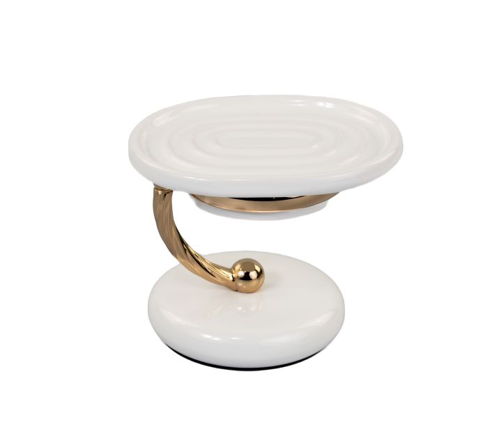 Stil Haus Giunone, ceramic table soap dish, white - gold color