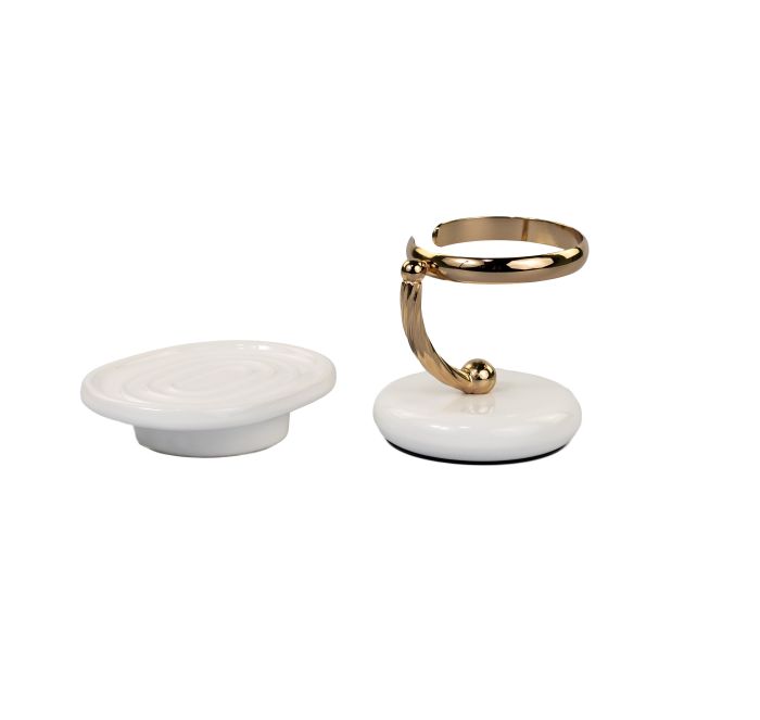 Stil Haus Giunone, ceramic table soap dish, white - gold color