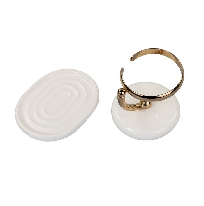 Stil Haus Giunone, ceramic table soap dish, white - gold color