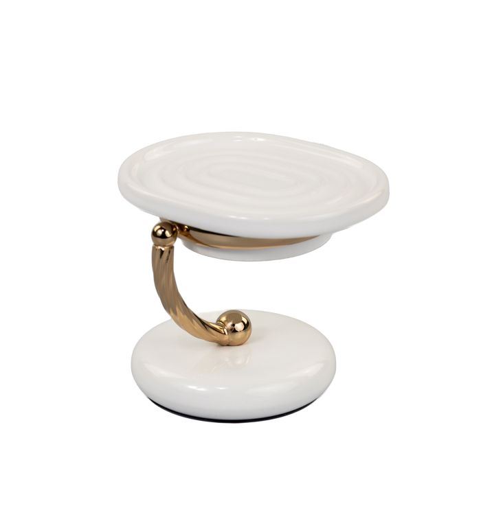 Stil Haus Giunone, ceramic table soap dish, white - gold color