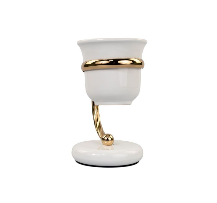 Stil Haus Giunone, ceramic table glass, white - gold color