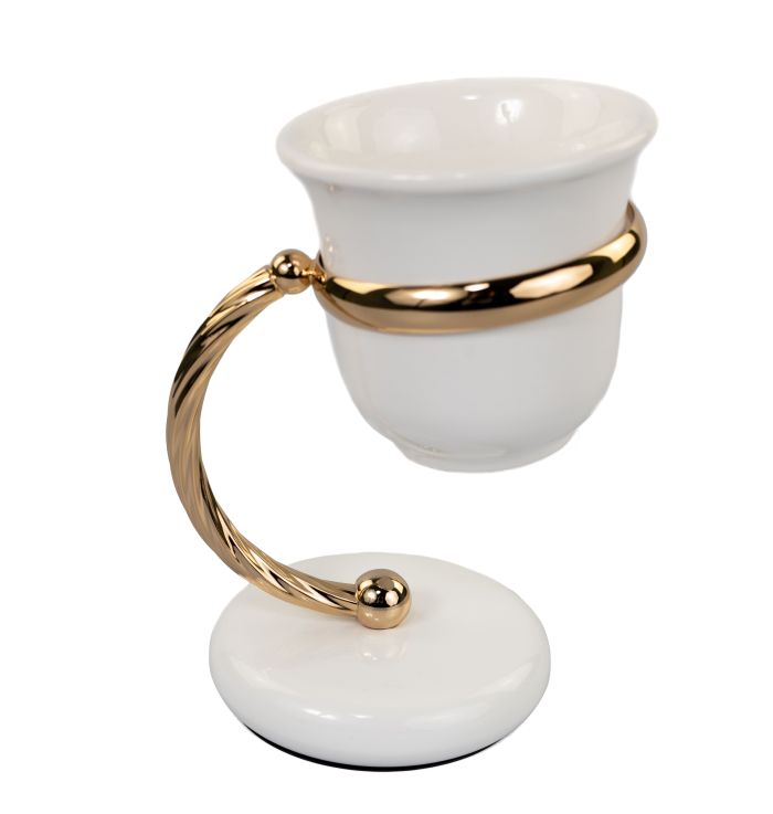 Stil Haus Giunone, ceramic table glass, white - gold color