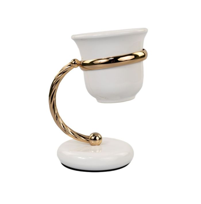 Stil Haus Giunone, ceramic table glass, white - gold color