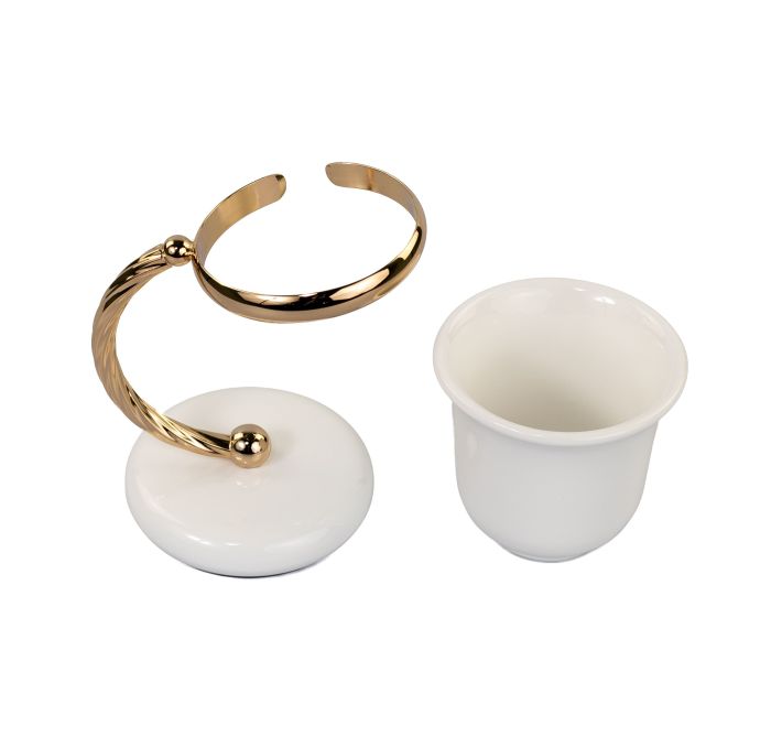 Stil Haus Giunone, ceramic table glass, white - gold color