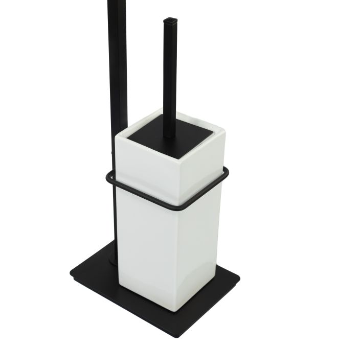 Stil Haus Urania, stand: dose. + towel holder + paper holder + ceramic ruff, color black. mat. - white ceramics