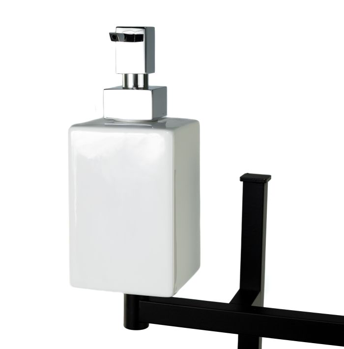 Stil Haus Urania, stand: dose. + towel holder + paper holder + ceramic ruff, color black. mat. - white ceramics