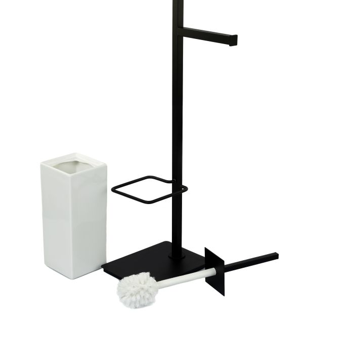 Stil Haus Urania, stand: dose. + towel holder + paper holder + ceramic ruff, color black. mat. - white ceramics