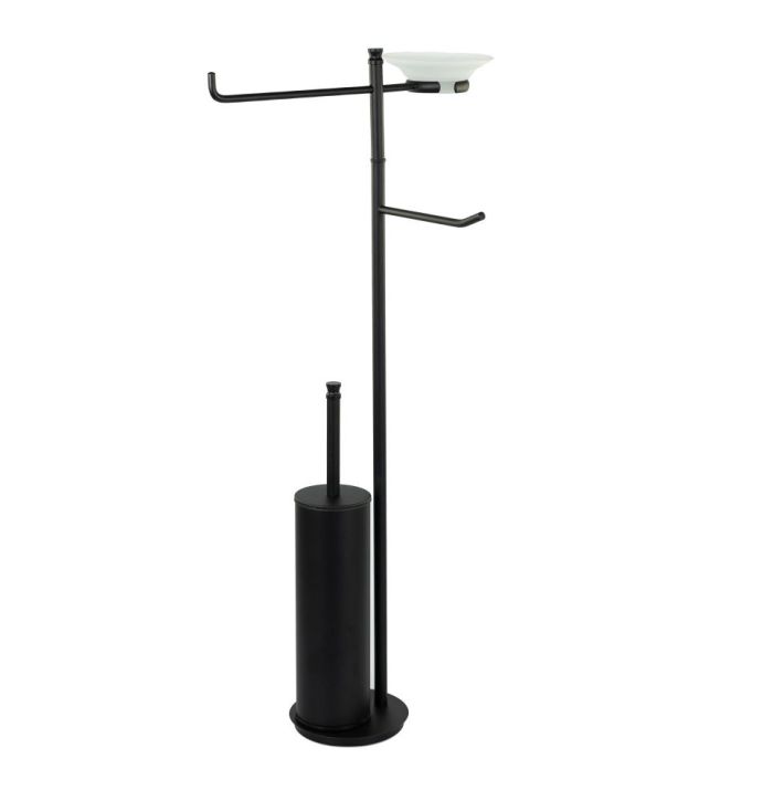 Stil Haus Hashi, stand h73 cm: glass soap dish/towel holder/paper holder/metal ruff, matte black