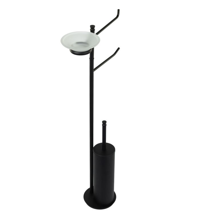 Stil Haus Hashi, stand h73 cm: glass soap dish/towel holder/paper holder/metal ruff, matte black