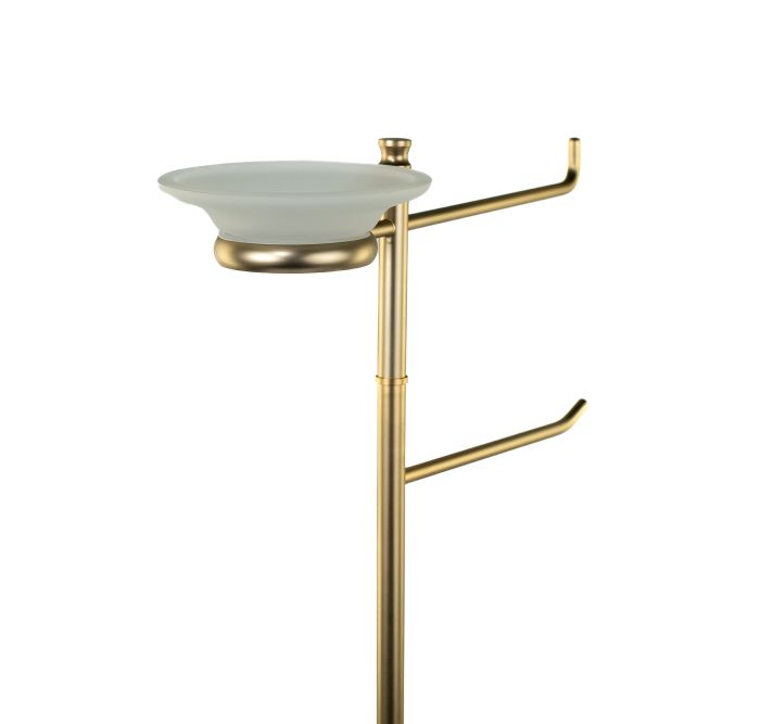 Stil Haus Hashi, stand h73 cm: glass soap dish/towel holder/paper holder/metal ruff, color matte gold