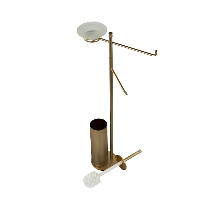 Stil Haus Hashi, stand h73 cm: glass soap dish/towel holder/paper holder/metal ruff, color matte gold