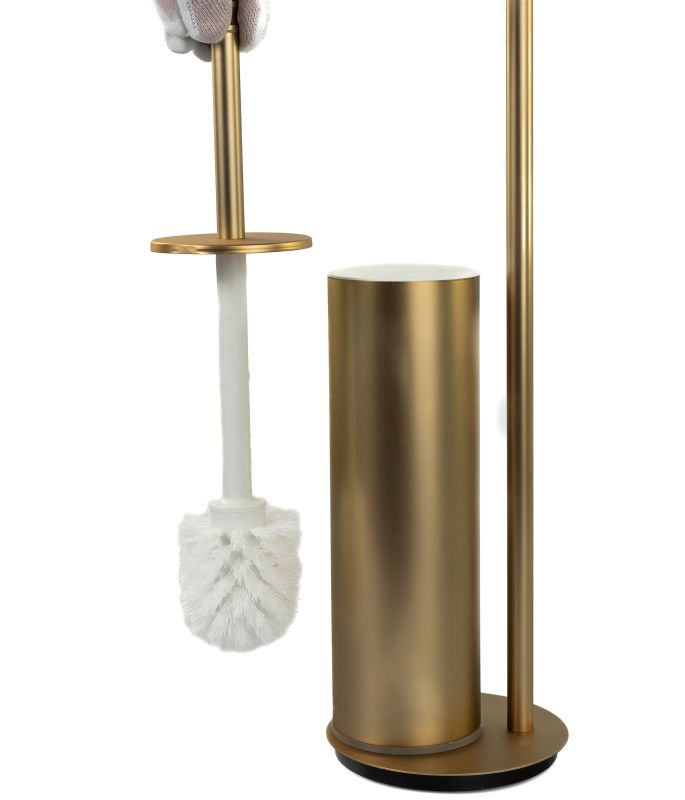 Stil Haus Hashi, stand h73 cm: glass soap dish/towel holder/paper holder/metal ruff, color matte gold